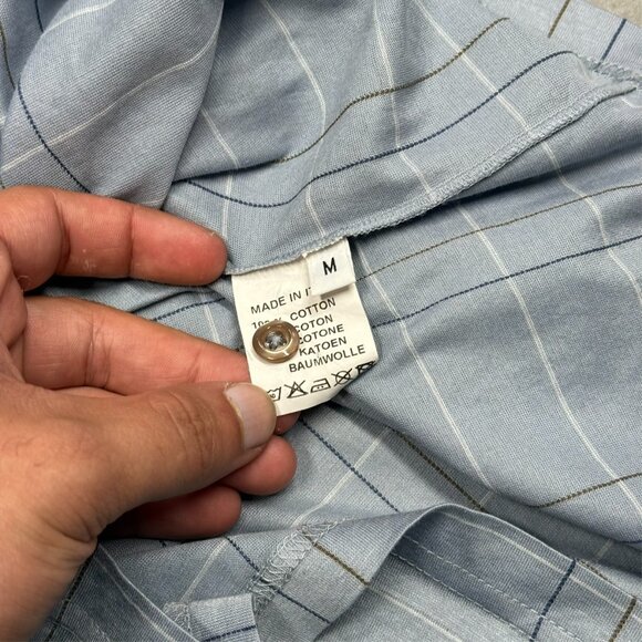 Arnold Brant Check Polo Shirt Short Sleeve Made in Italy 100% Cotton Blue Medium - Picture 8 of 8